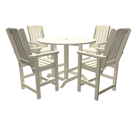 Highwood Usa Lehigh 5pc Round Counter Height Outdoor Patio Furniture Dining Set AD-CNL48-WAE